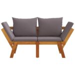 Banc de jardin avec coussins 2 en 1 bois d'acacia massif – Image 2