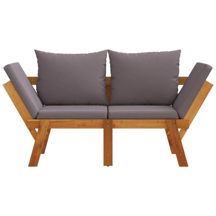 Banc de jardin avec coussins 2 en 1 bois d'acacia massif – Image 2