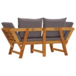 Banc de jardin avec coussins 2 en 1 bois d'acacia massif – Image 5