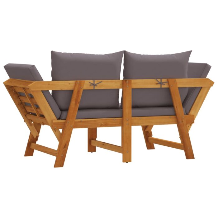 Banc de jardin avec coussins 2 en 1 bois d'acacia massif – Image 5