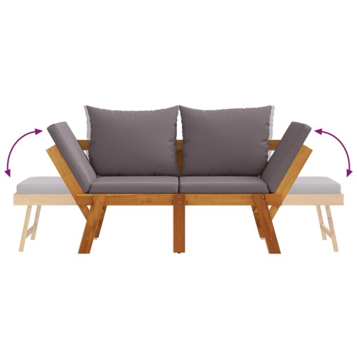 Banc de jardin avec coussins 2 en 1 bois d'acacia massif – Image 6