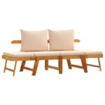 Banc de jardin avec coussins 2 en 1 bois d'acacia massif – Image 2
