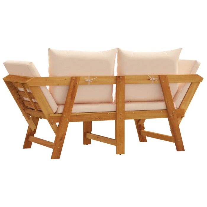 Banc de jardin avec coussins 2 en 1 bois d'acacia massif – Image 5