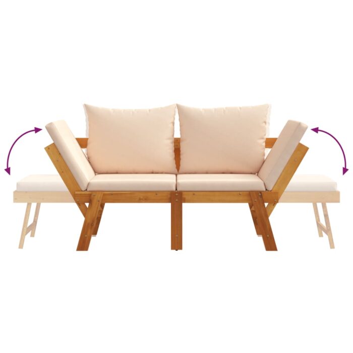 Banc de jardin avec coussins 2 en 1 bois d'acacia massif – Image 6
