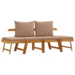 Banc de jardin avec coussins 2 en 1 bois d'acacia massif – Image 2