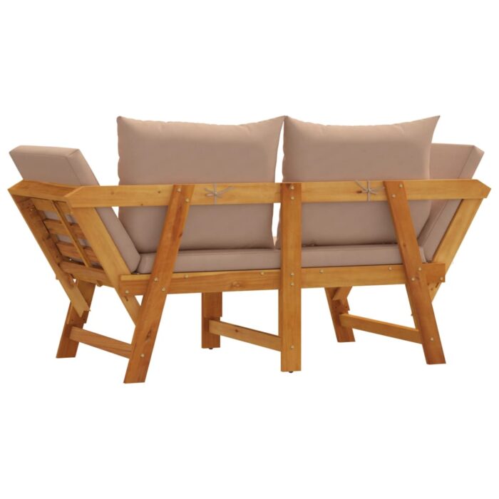 Banc de jardin avec coussins 2 en 1 bois d'acacia massif – Image 5