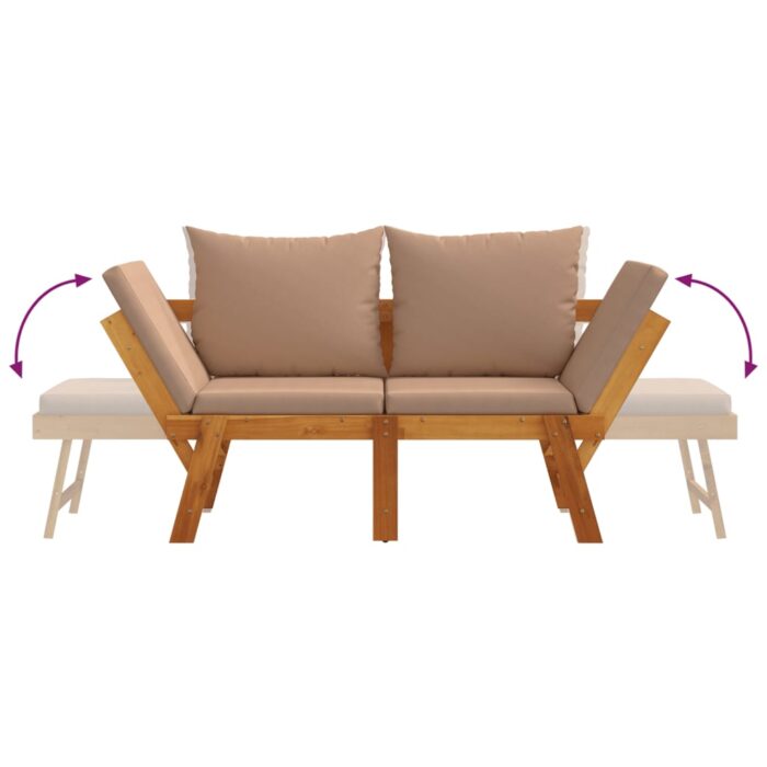 Banc de jardin avec coussins 2 en 1 bois d'acacia massif – Image 6