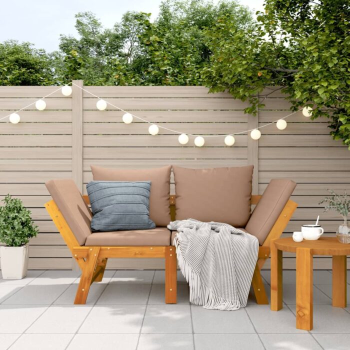 Banc de jardin avec coussins 2 en 1 bois d'acacia massif – Image 1
