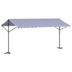 Auvent autoportant bleu et blanc 500x300 cm tissu et acier – Image 3