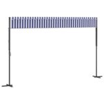 Auvent autoportant bleu et blanc 500x300 cm tissu et acier – Image 4