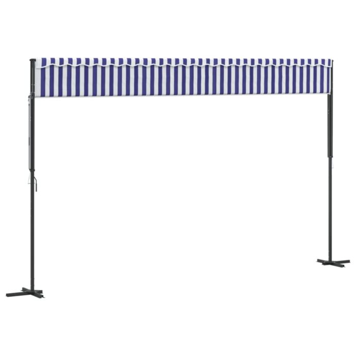 Auvent autoportant bleu et blanc 500x300 cm tissu et acier – Image 4