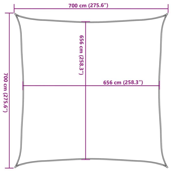 Voile d'ombrage gris clair 7x7 m 100% polyester oxford – Image 8