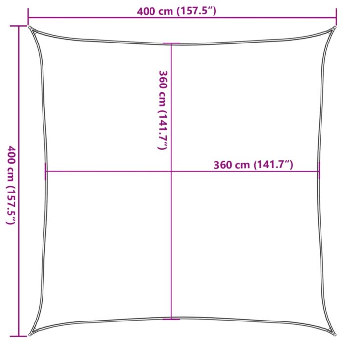 Voile d'ombrage sable 4x4 m 100 % polyester oxford – Image 8