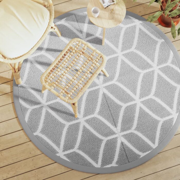 Tapis d'extérieur ARAKIL gris Ø160 cm PP – Image 1