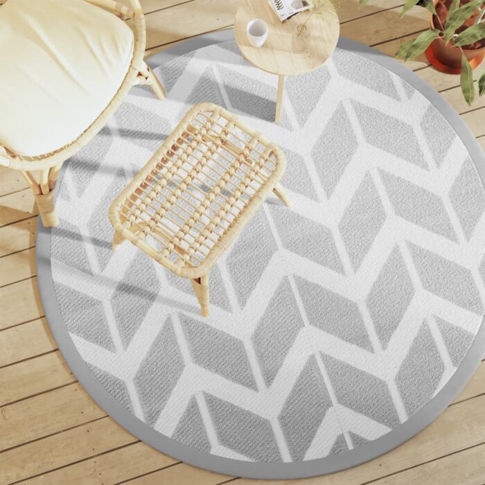 Tapis d'extérieur ARAKIL gris Ø160 cm PP – Image 1
