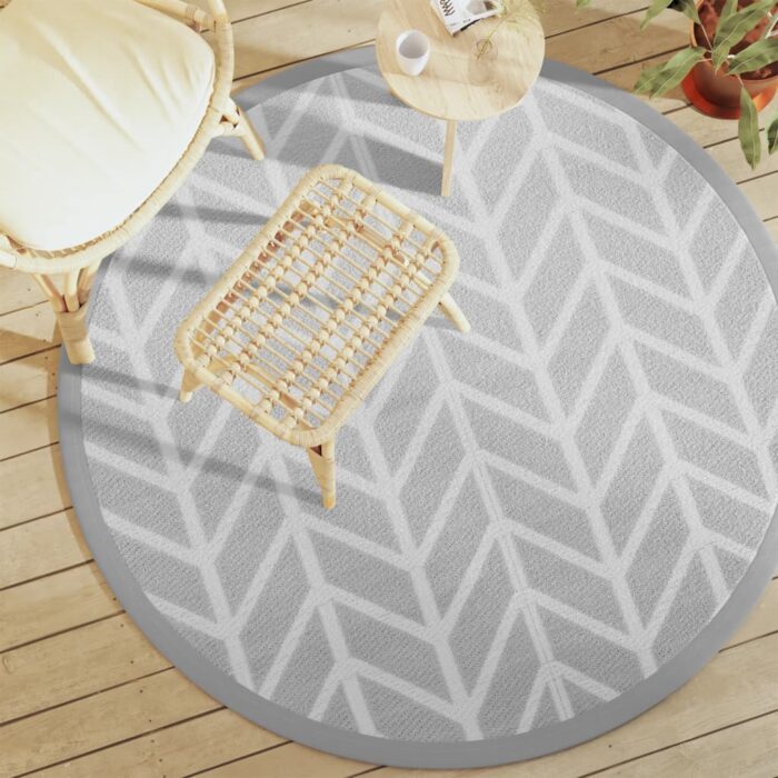 Tapis d'extérieur ARAKIL gris Ø160 cm PP – Image 1