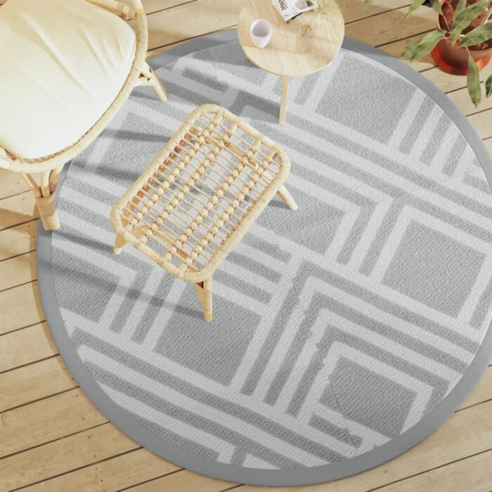 Tapis d'extérieur ARAKIL gris Ø160 cm PP – Image 1