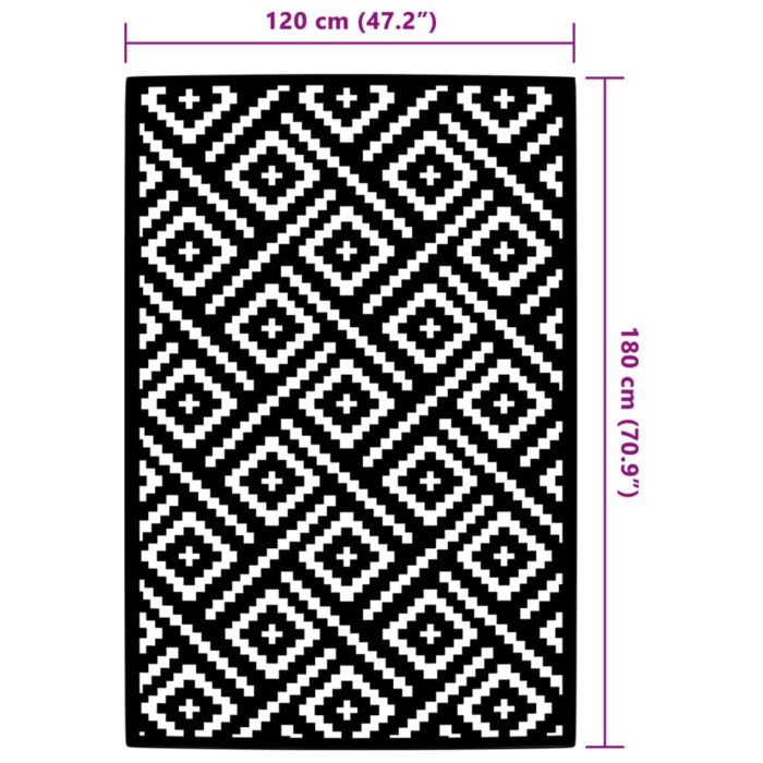 Tapis d'extérieur ARAKIL Blanc et noir 120x180 cm PP – Image 4