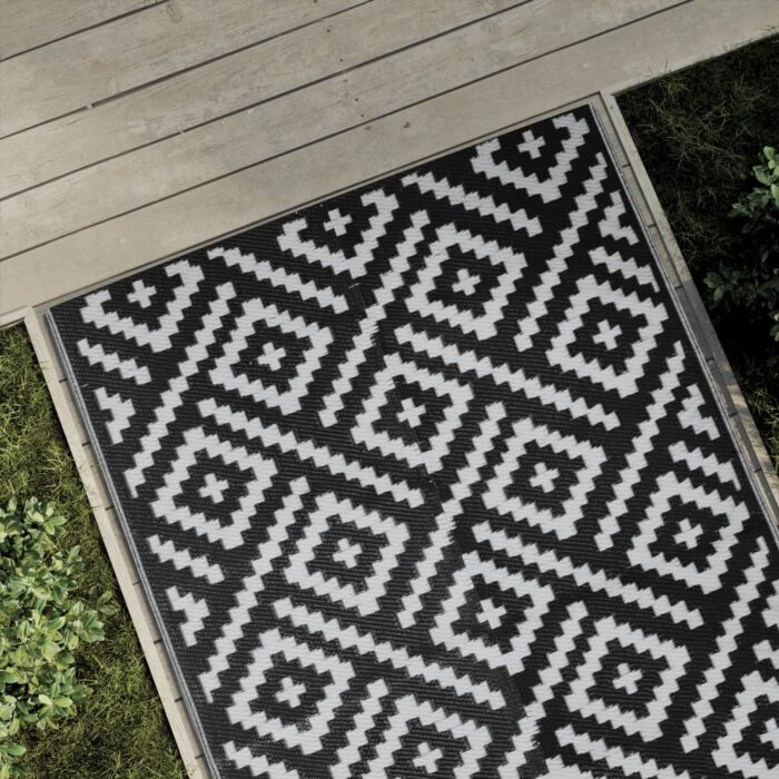 Tapis d'extérieur ARAKIL Blanc et noir 120x180 cm PP – Image 1
