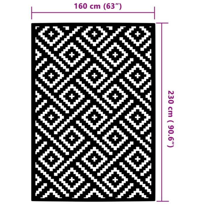 Tapis d'extérieur ARAKIL Blanc et noir 160x230 cm PP – Image 4