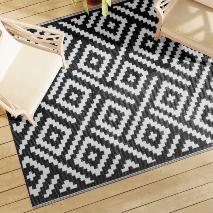 Tapis d'extérieur ARAKIL Blanc et noir 160x230 cm PP – Image 1