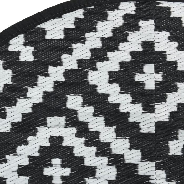 Tapis d'extérieur ARAKIL blanc et noir Ø120 cm PP – Image 3