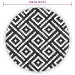 Tapis d'extérieur ARAKIL blanc et noir Ø120 cm PP – Image 4