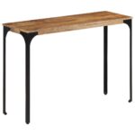 Table console marron 110x35x76cm bois massif de manguier et fer – Image 2