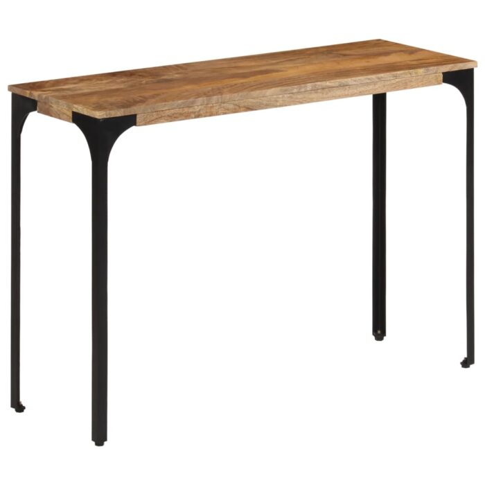 Table console marron 110x35x76cm bois massif de manguier et fer – Image 2