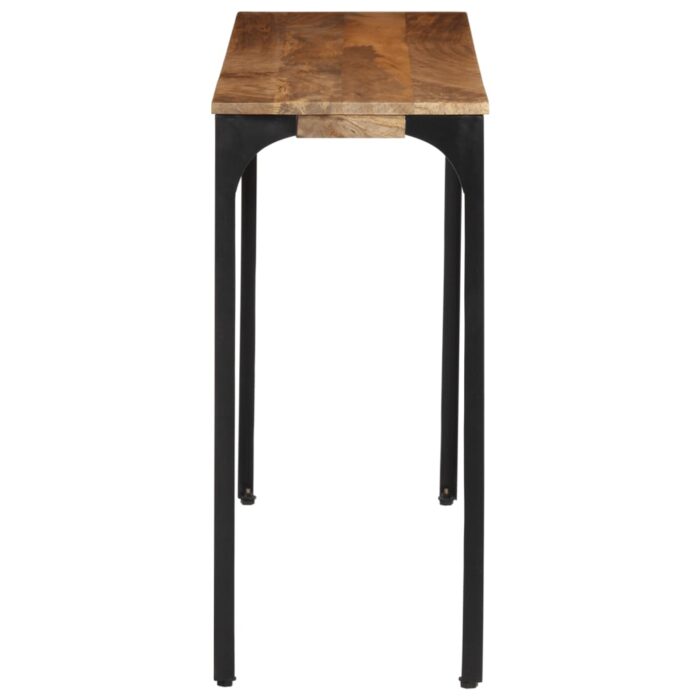 Table console marron 110x35x76cm bois massif de manguier et fer – Image 4