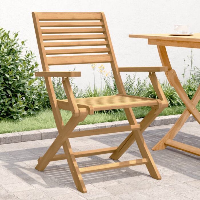 Chaises pliables de jardin lot de 4 bois massif d'acacia – Image 1