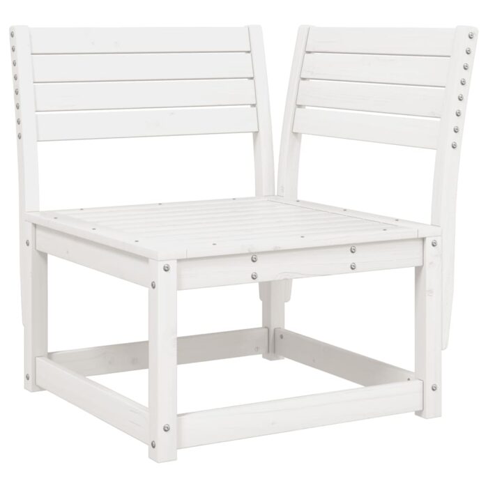 Canapé d'angle de jardin et coussins blanc bois de pin massif – Image 2