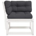 Canapé d'angle de jardin et coussins blanc bois de pin massif – Image 3