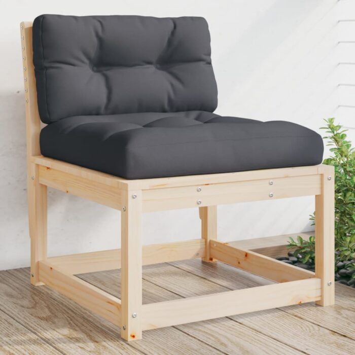 Canapé de jardin avec coussins bois de pin solide – Image 1
