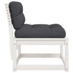 Canapé de jardin avec coussins blanc bois de pin solide – Image 4