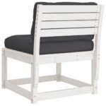 Canapé de jardin avec coussins blanc bois de pin solide – Image 5