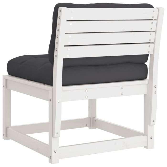 Canapé de jardin avec coussins blanc bois de pin solide – Image 5