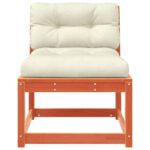 Canapé de jardin avec coussins cire marron bois pin massif – Image 3