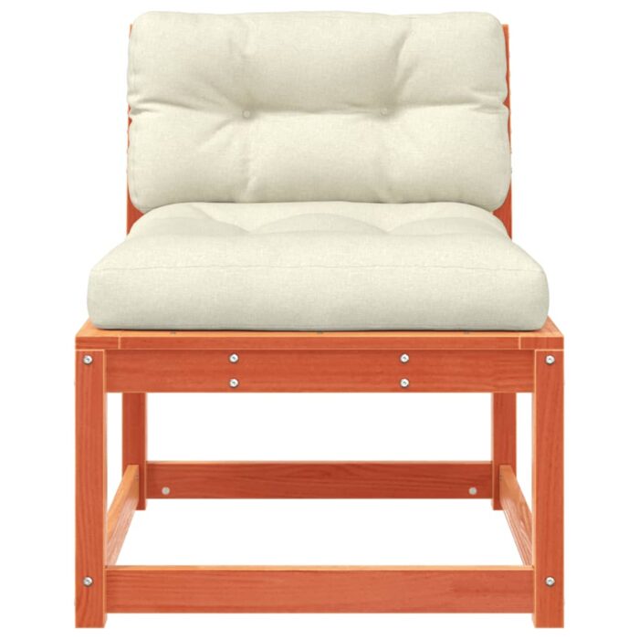 Canapé de jardin avec coussins cire marron bois pin massif – Image 3