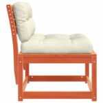 Canapé de jardin avec coussins cire marron bois pin massif – Image 4