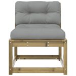 Canapé de jardin avec coussins bois de pin imprégné – Image 3