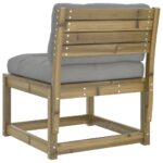 Canapé de jardin avec coussins bois de pin imprégné – Image 5