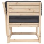 Canapé de jardin accoudoirs avec coussins bois massif de pin – Image 4
