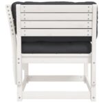 Canapé de jardin accoudoir avec coussins blanc bois massif pin – Image 4