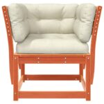 Canapé de jardin accoudoirs et coussins cire marron massif pin – Image 3