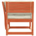 Canapé de jardin accoudoirs et coussins cire marron massif pin – Image 4