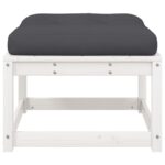 Repose-pied de jardin avec coussins blanc bois de pin massif – Image 3