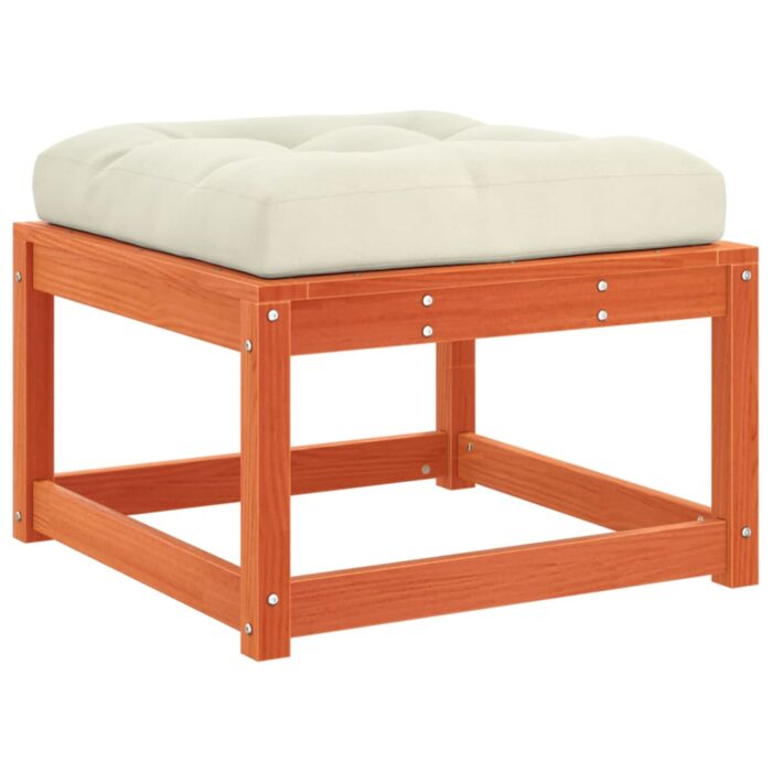 Repose-pied de jardin avec coussins bois massif de pin – Image 5