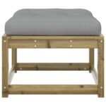 Repose-pied de jardin avec coussins bois de pin imprégné – Image 3