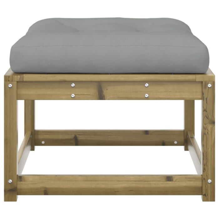 Repose-pied de jardin avec coussins bois de pin imprégné – Image 3